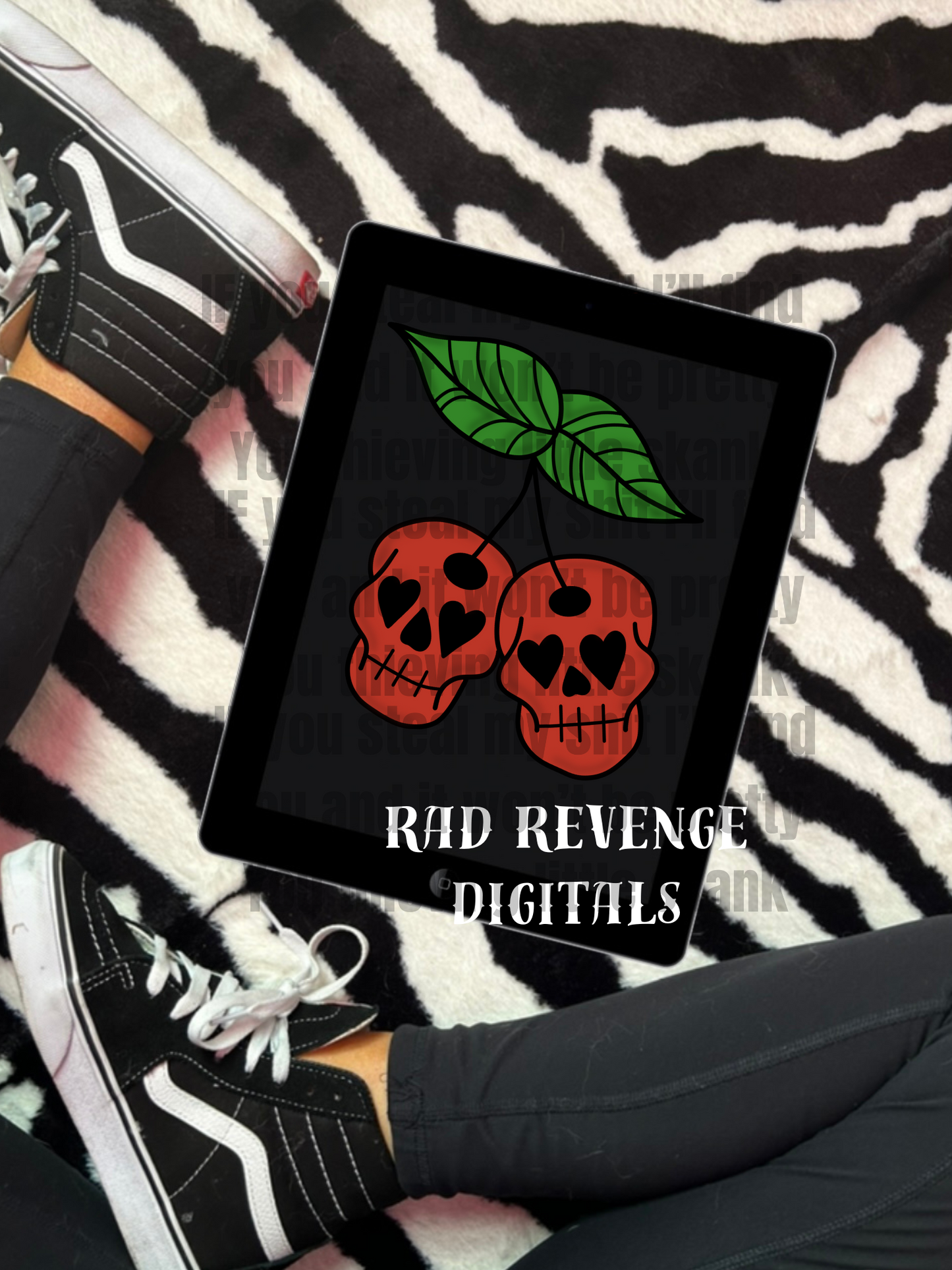 Skull cherries clip art