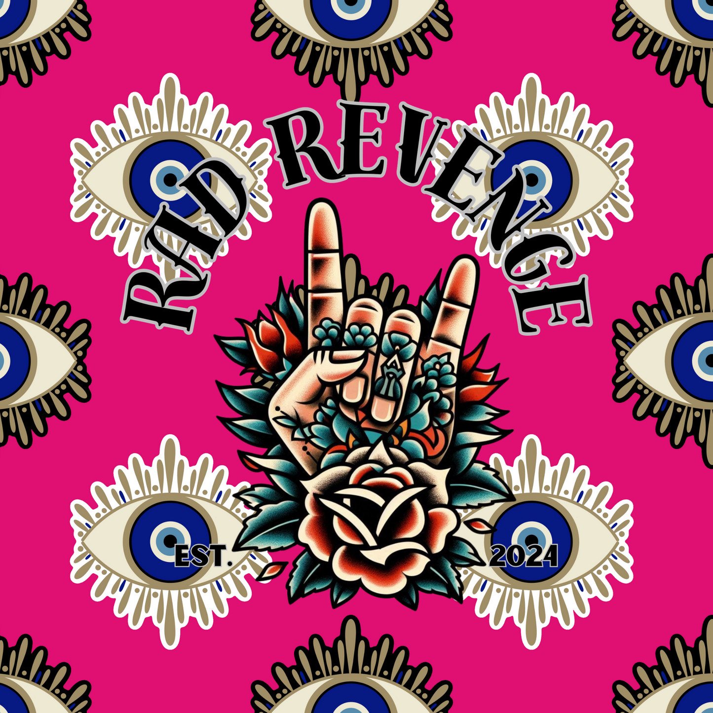 Hot pink evil eye seamless