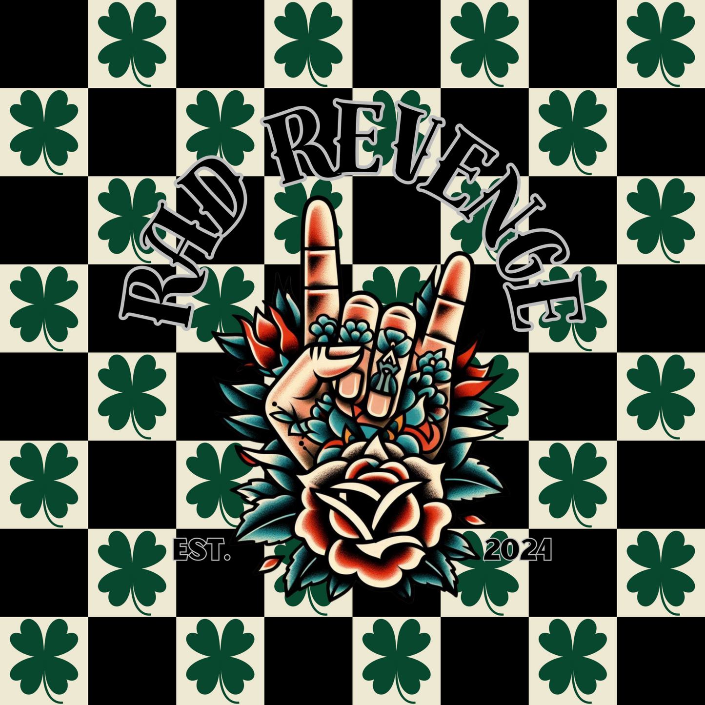 Checkered shamrock seamless