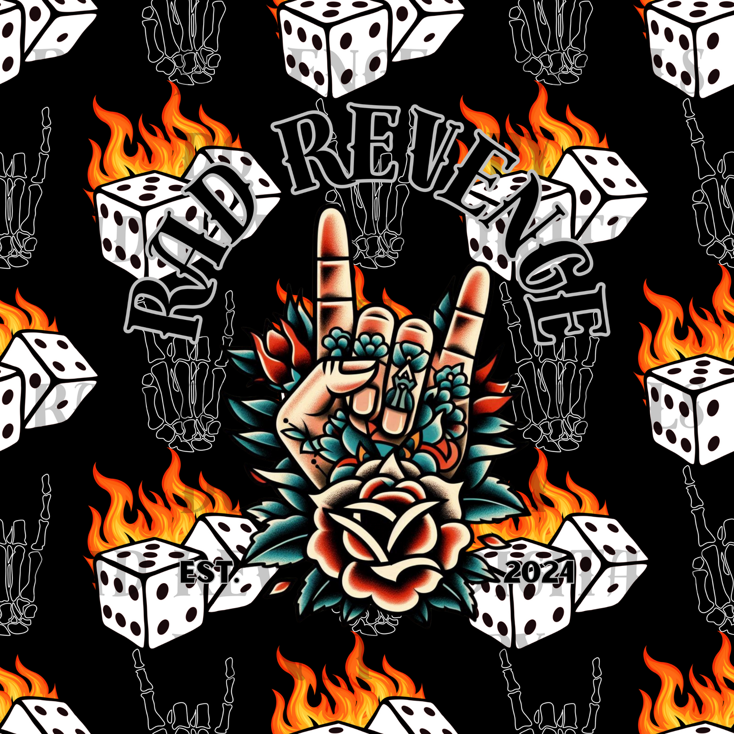 Flaming dice seamless